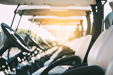 Golf carts lined up