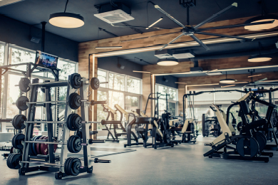 Gym with weight racks and other machines